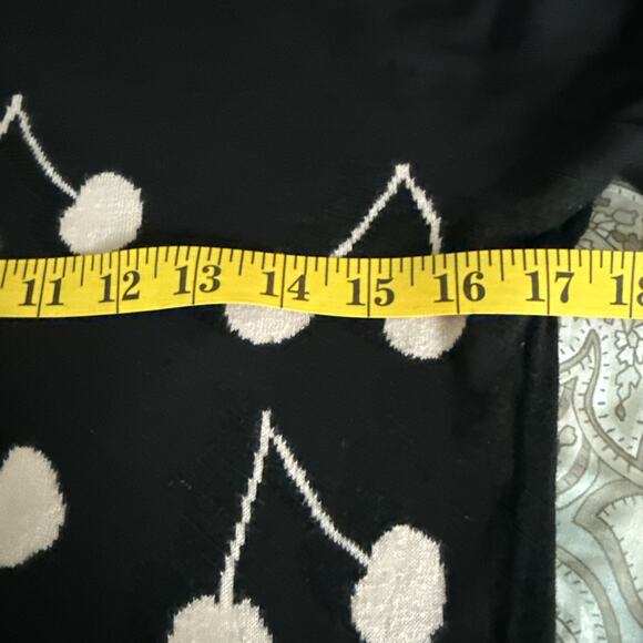 LOFT Black Back Button Sweater With Tan Cherry Print Lightweight Size Petite XS - Picture 5 of 9